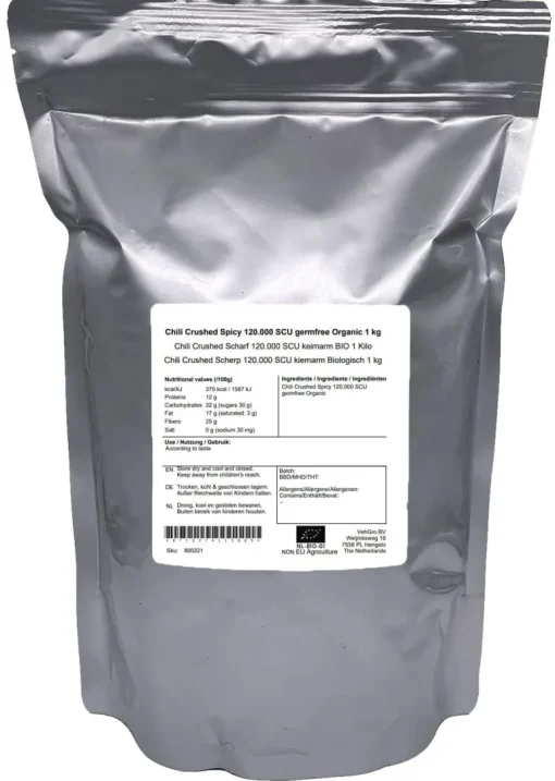Chili Crushed Scherp 120.000 SHU Kiemarm Biologisch