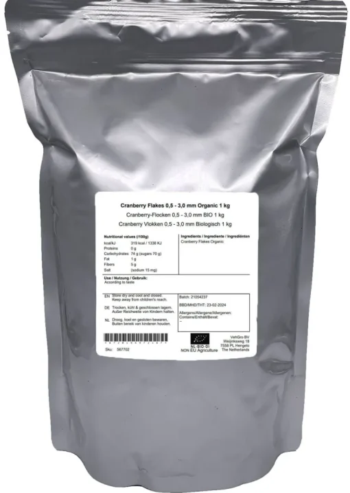 Cranberry vlokken 0.5-3 mm Biologisch