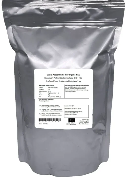 Knoflook Peper Kruidenmix Biologisch