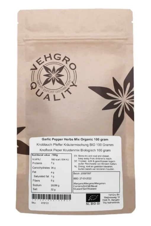Knoflook Peper Kruidenmix Biologisch