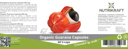 Nutrikraft - Guarana Capsules 500mg Biologisch
