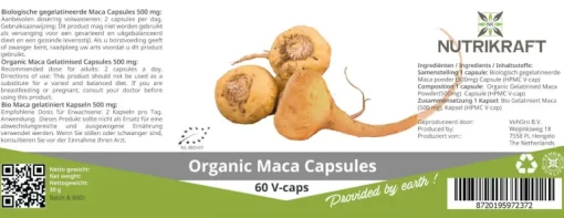 Nutrikraft - Maca Capsules Biologisch 500 mg