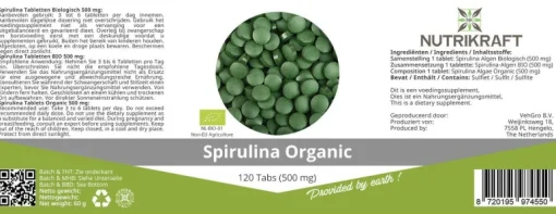 Nutrikraft - Spirulina Tabs 500mg Biologisch 120 tabs