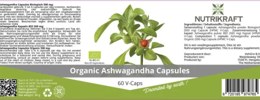 Nutrikraft Ashwagandha Capsules 500mg Biologisch
