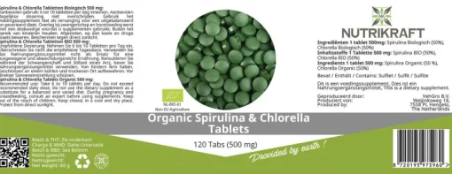Nutrikraft Chlorella Spirulina Tabs 500mg Biologisch
